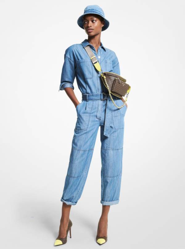 Damske Jumpsuit Michael Kors Chambray Belted Modre - Oblecenie Michael Kors Nejlevnejsi | ELVNI-4583